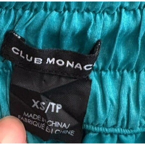 Club Monaco Silk Cotton Mini Skirt Women's Size XS Turquoise Lined Pockets - Picture 4 of 10